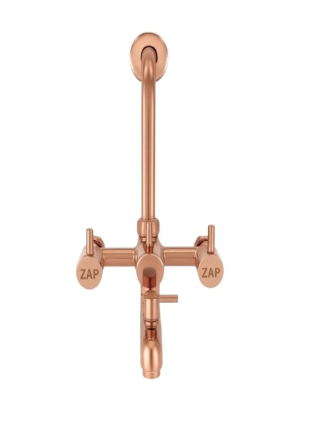 ZAP Elixir 3-in-1 Full Brass Wall Mixer for Bathroom | Rose Gold Finish | Rust Resistant & Durable Tap | Provision for Overhead Shower and Long Bend Pipe | Stylish Bathroom Fitting - Image 1